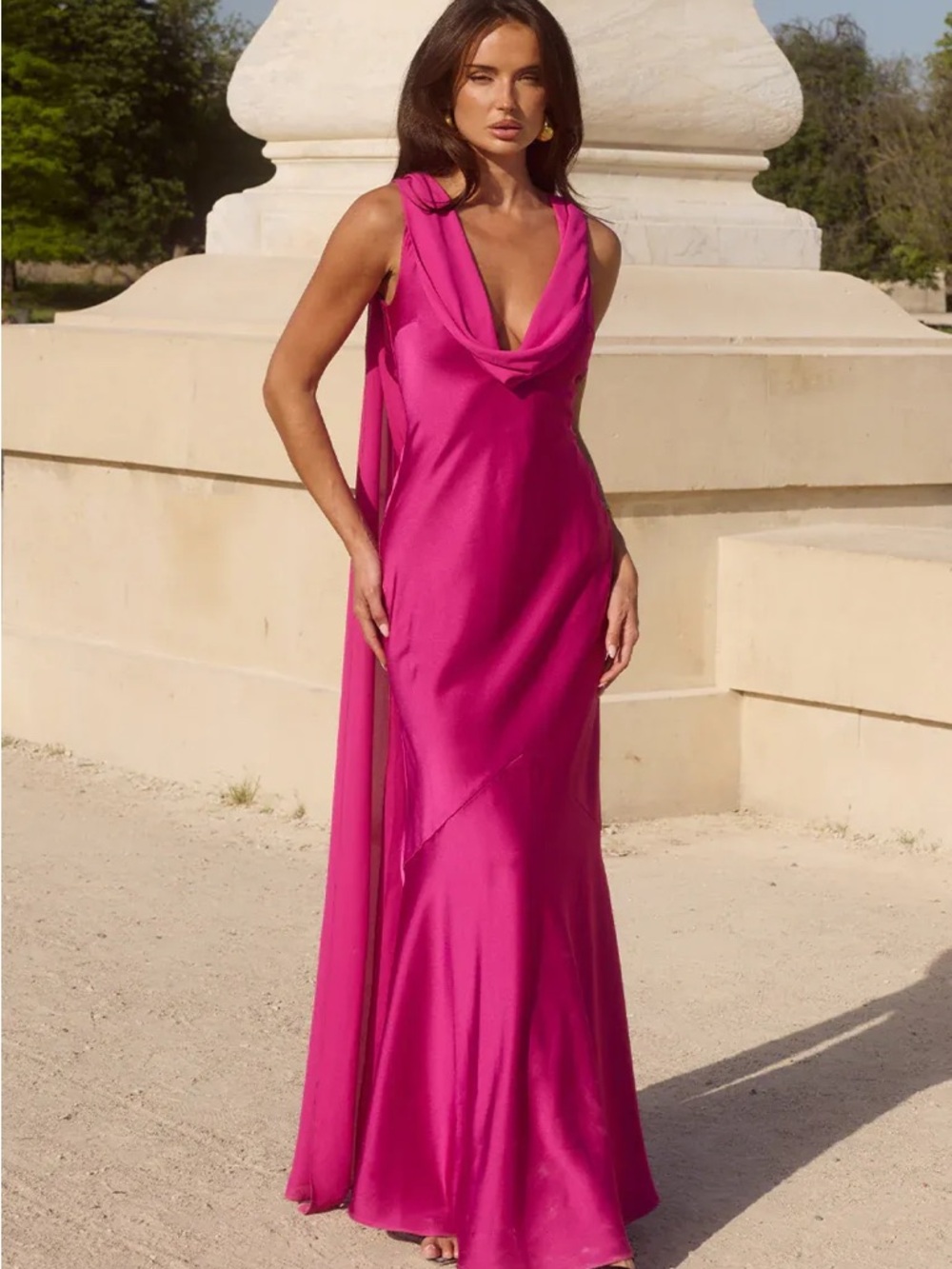 Fuchsia Gabriella Cowl Maxi Dress